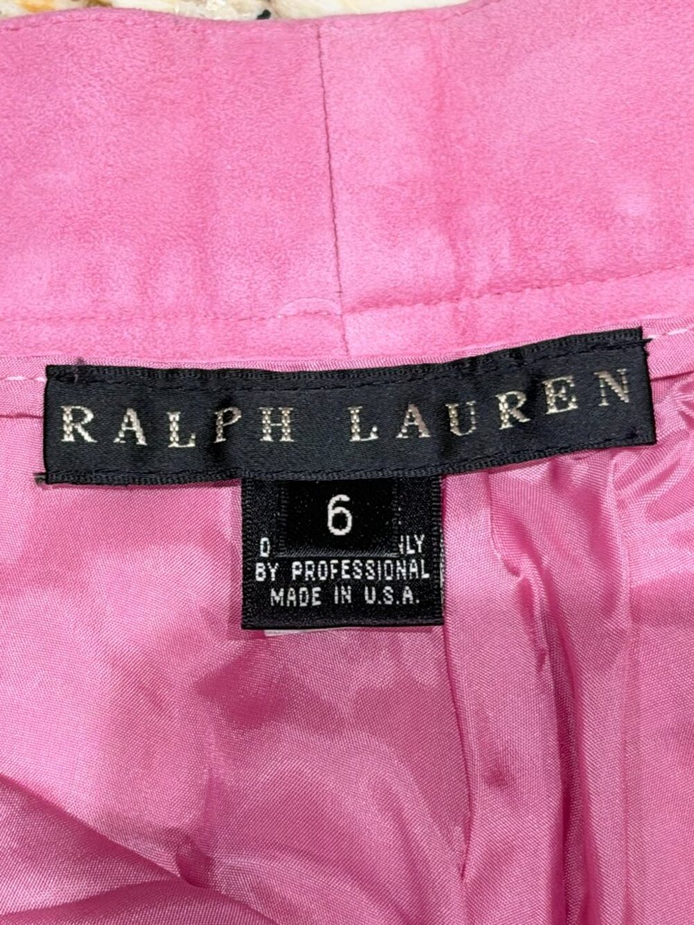Ralph Lauren Black Label 100% Suede Straight Leg Pants Sz 6 Pink Berry Mid Rise - Picture 9 of 15